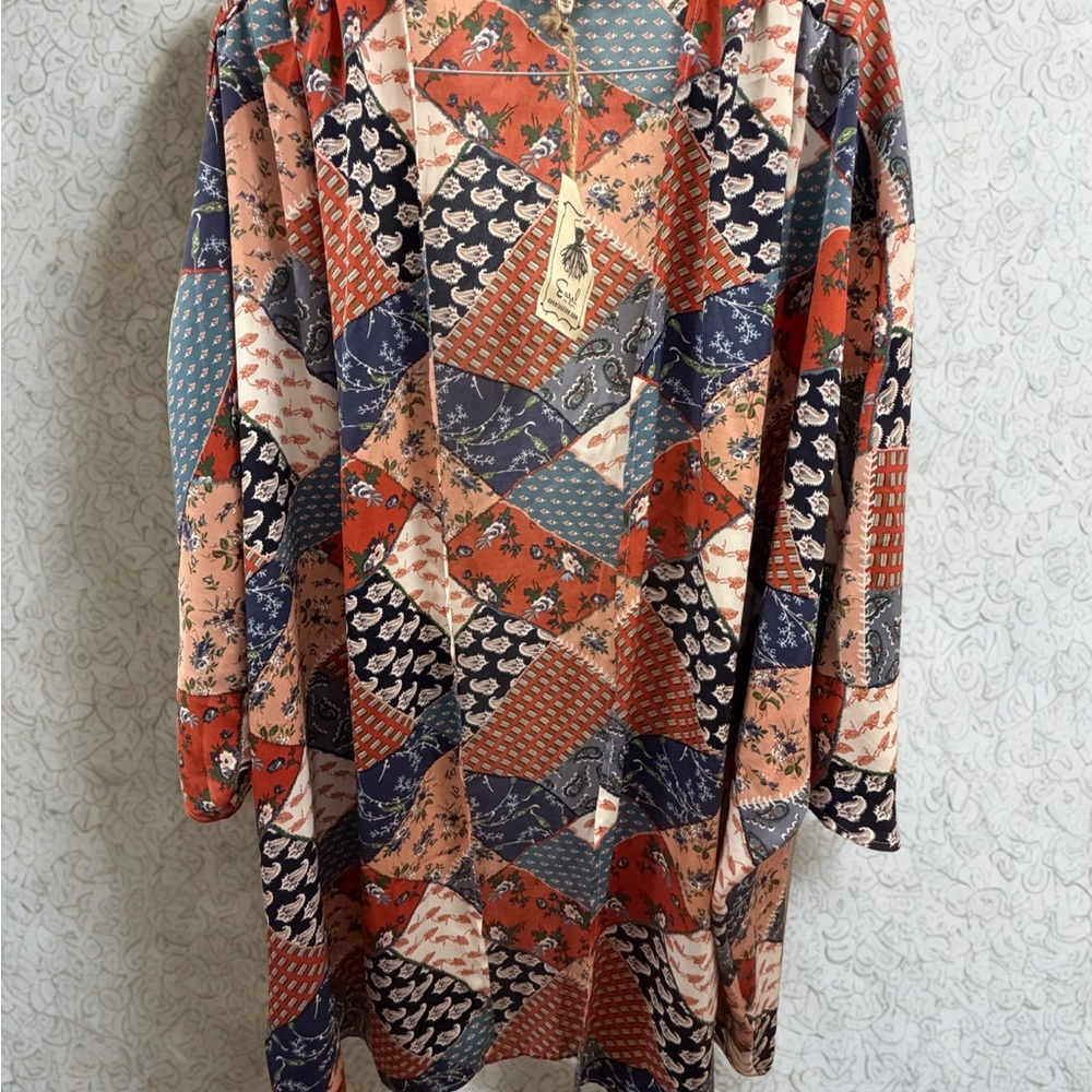 Colorful Patchwork Long Sleeve Kimono